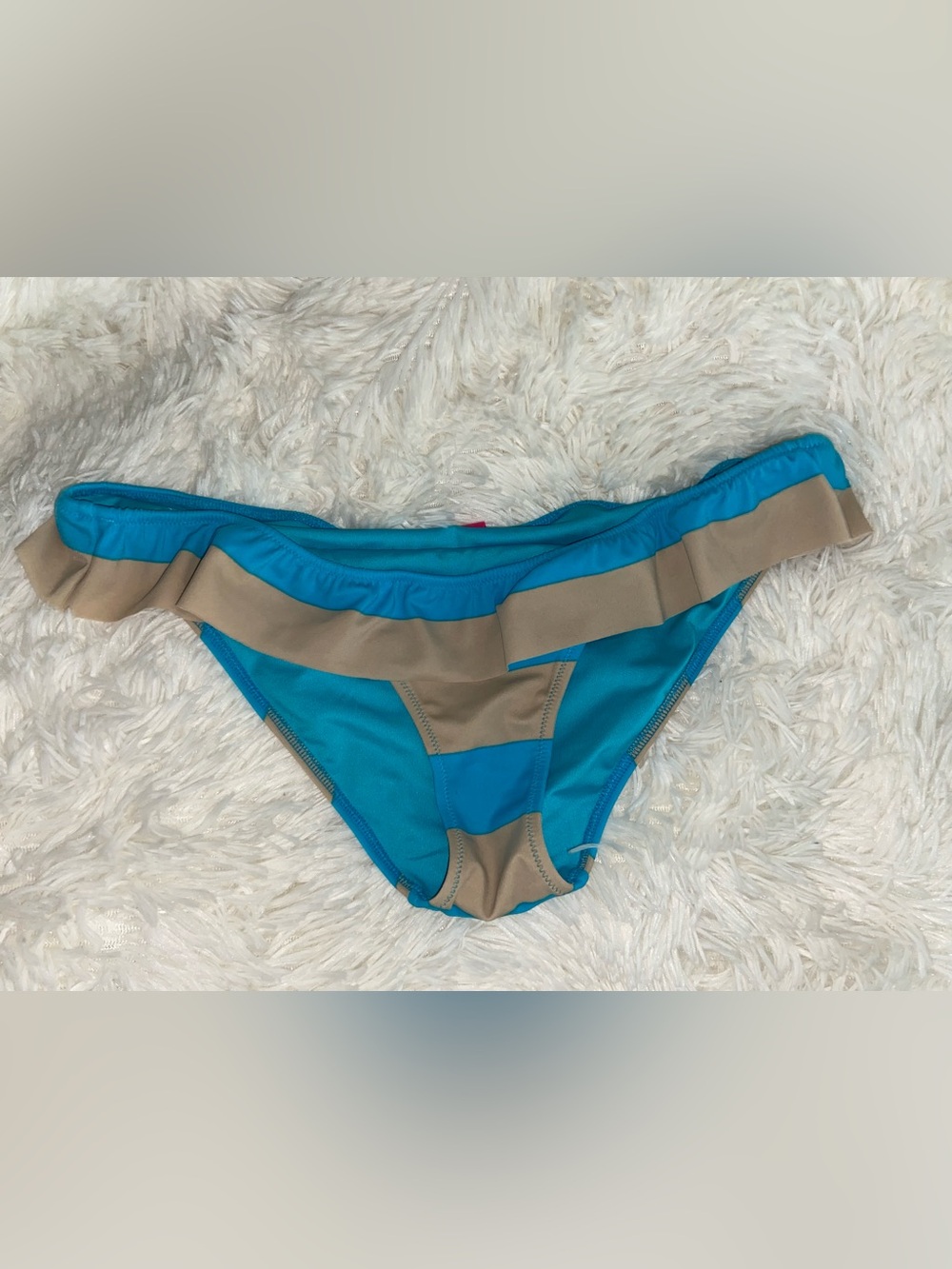 Victoria's Secret Turquoise and Tan Colorblock Bikini Bottom